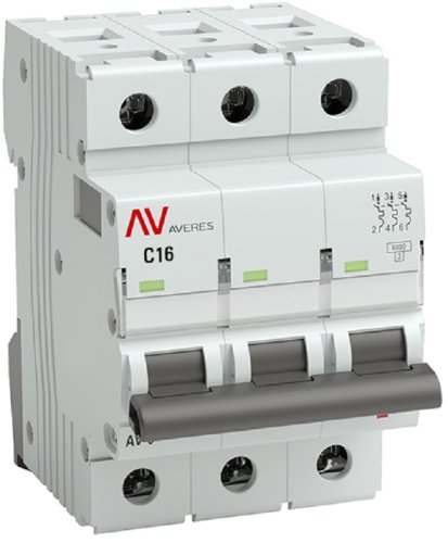 Выключатель автоматический EKF Averes AV-6 3п 16А C 6кА картинка